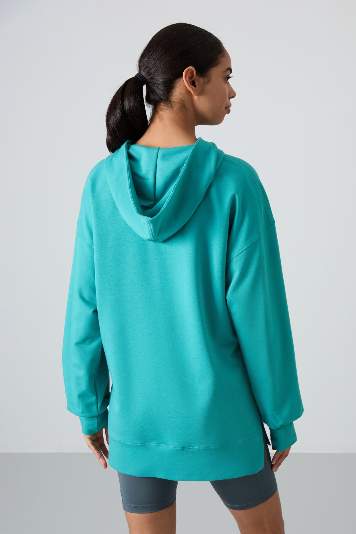 Balloon Sleeve Embroidered Women's Oversize Tunic Sweatshirt - 97163