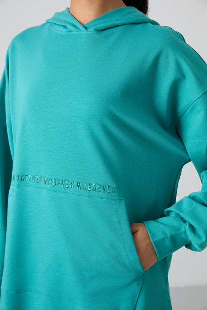 Balloon Sleeve Embroidered Women's Oversize Tunic Sweatshirt - 97163