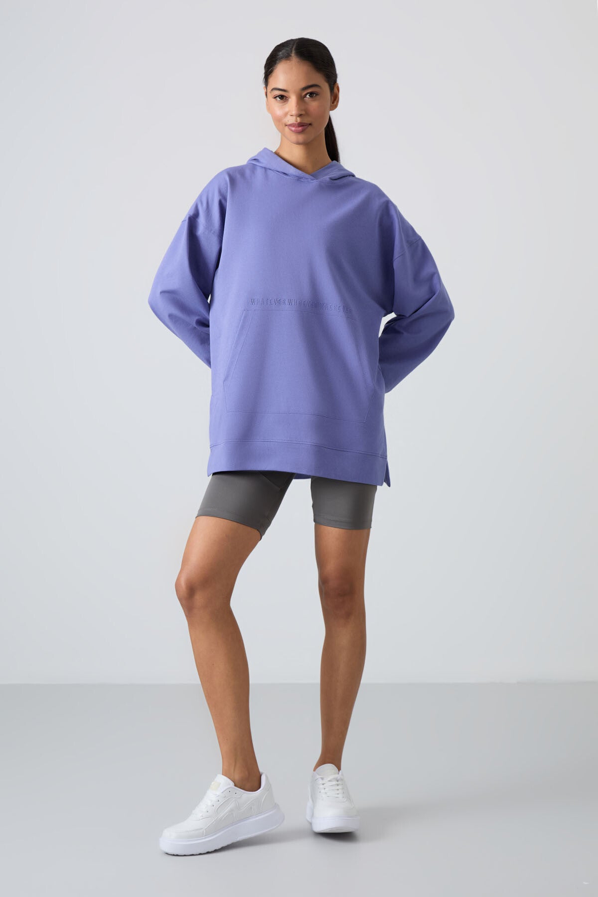 Plato Balloon Sleeve Embroidered Women's Oversize Tunic Sweatshirt - 97163