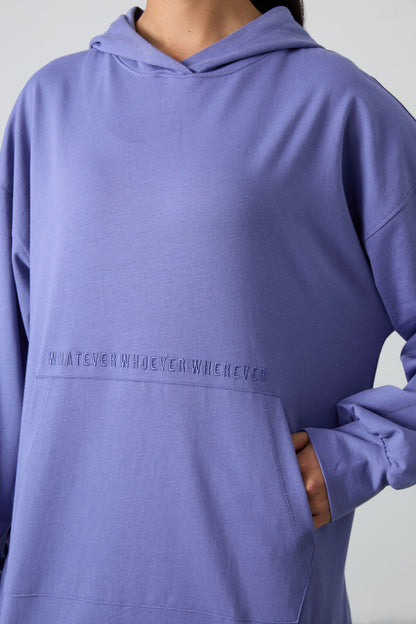 Plato Balloon Sleeve Embroidered Women's Oversize Tunic Sweatshirt - 97163