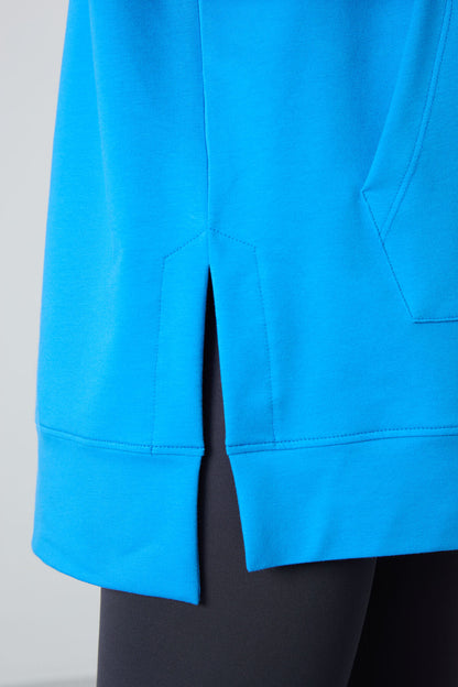 Blue Balloon Sleeve Embroidered Women's Oversize Tunic Sweatshirt - 97163
