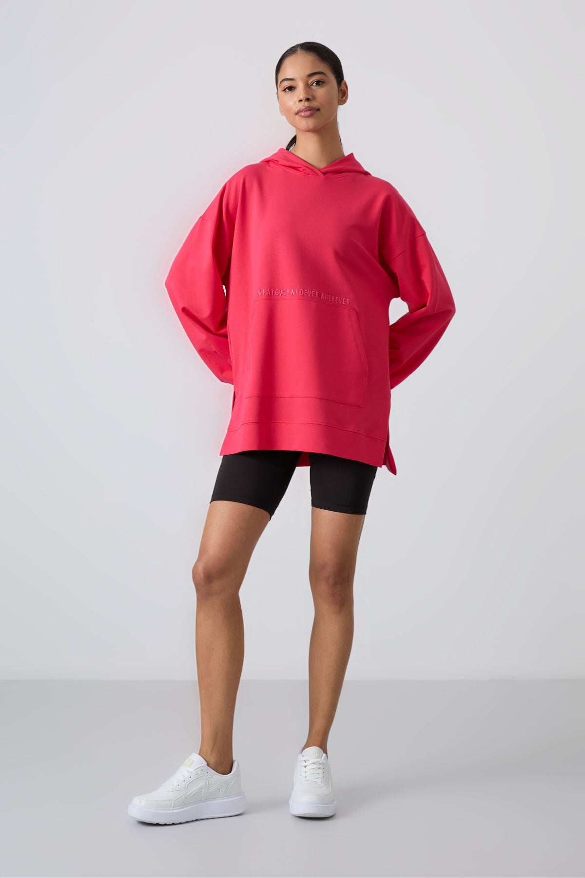 Viva Red Balloon Sleeve Embroidered Women's Oversize Tunic Sweatshirt - 97163