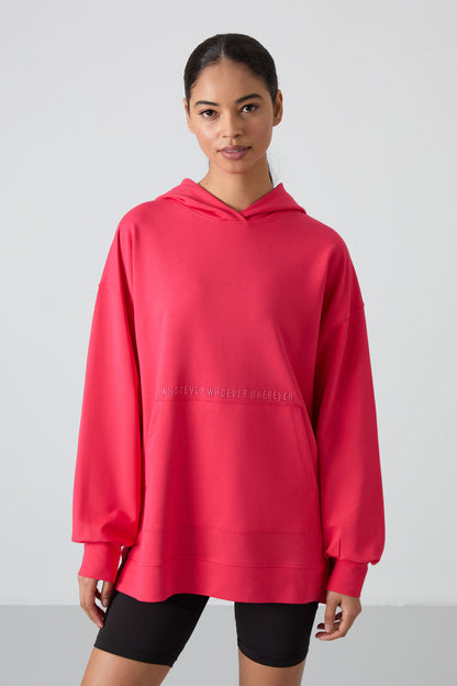 Viva Red Balloon Sleeve Embroidered Women's Oversize Tunic Sweatshirt - 97163