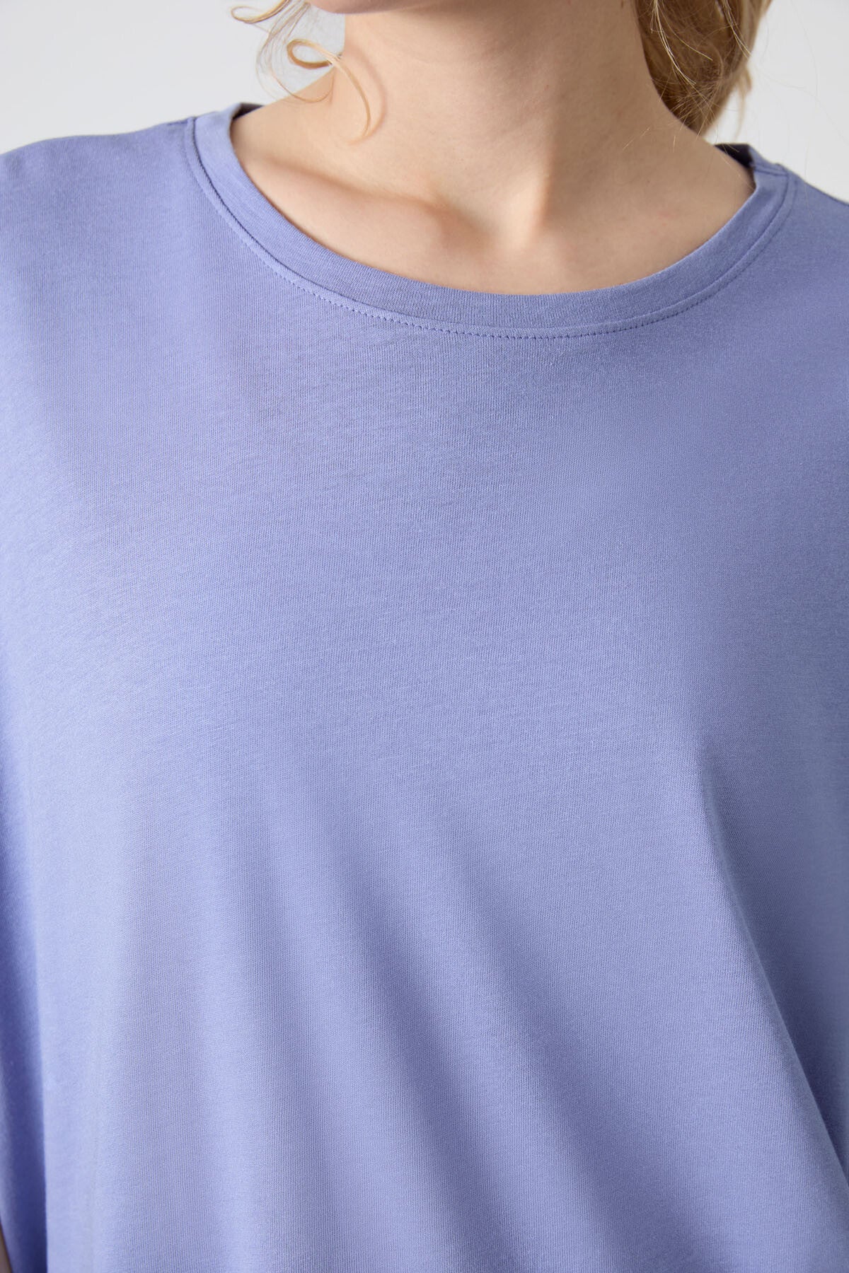 Light Lavender Jersey Modal Soft Touch Oversize Fit Basic Women's T-Shirt - 97285