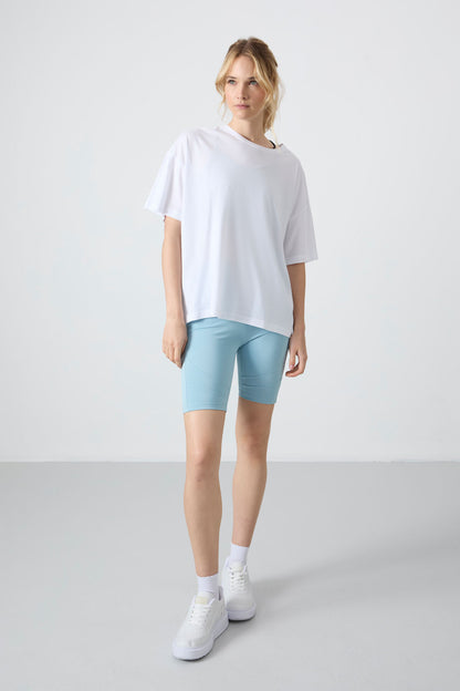 White Jersey Modal Soft Touch Oversize Fit Basic Women's T-Shirt - 97285