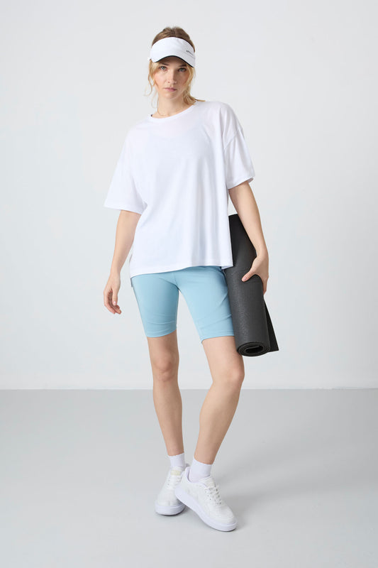 White Jersey Modal Soft Touch Oversize Fit Basic Women's T-Shirt - 97285