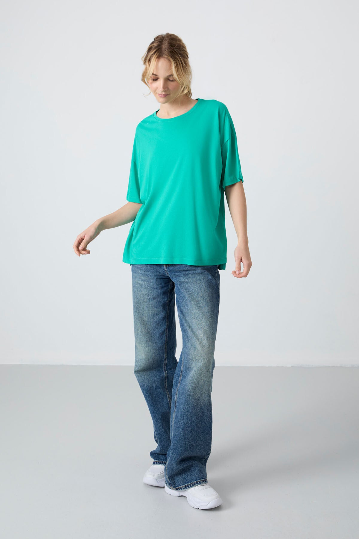 Jersey Modal Soft Touch Oversize Fit Basic Women's T-Shirt - 97285