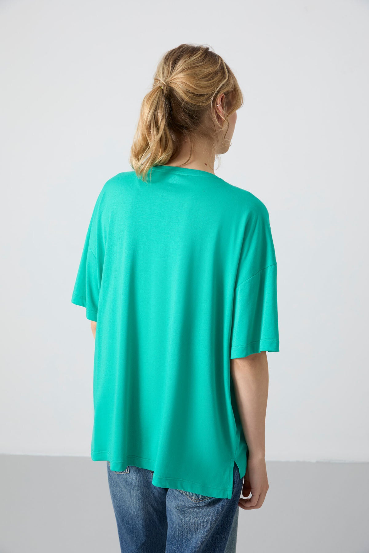 Jersey Modal Soft Touch Oversize Fit Basic Women's T-Shirt - 97285
