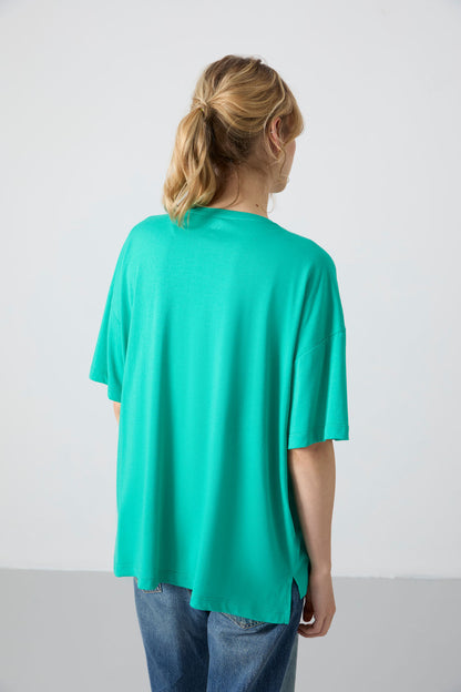 Jersey Modal Soft Touch Oversize Fit Basic Women's T-Shirt - 97285