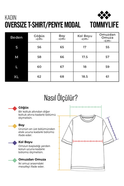 Jersey Modal Soft Touch Oversize Fit Basic Women's T-Shirt - 97285