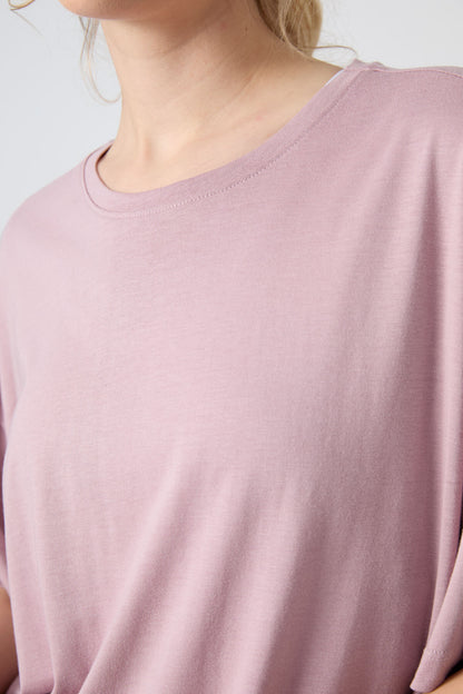 Dried Rose Jersey Modal Soft Touch Oversize Fit Basic Women's T-Shirt - 97285