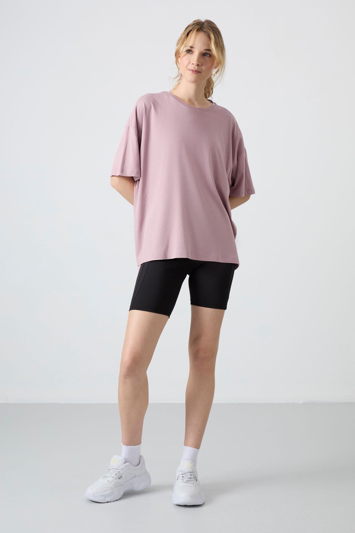 Dried Rose Jersey Modal Soft Touch Oversize Fit Basic Women's T-Shirt - 97285