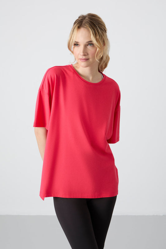 Rose Modal Soft Touch Oversize Fit Basic Women's T-Shirt - 97285