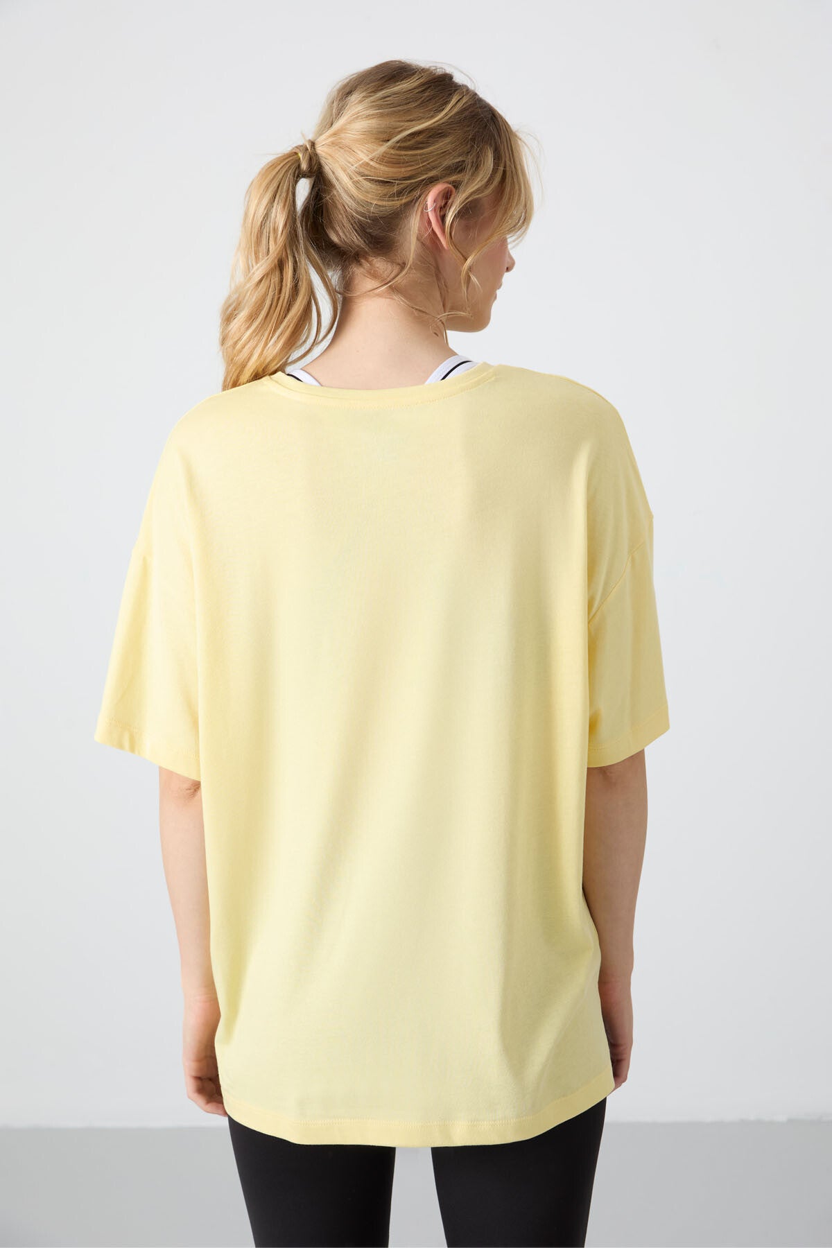 Yellow Modal Jersey Soft Touch Oversize Fit Basic Women's T-Shirt - 97285