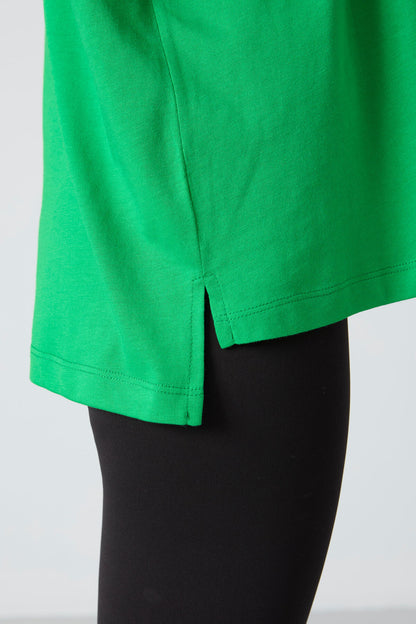 Green Pique Modal Soft Touch Oversize Fit Basic Women's T-Shirt - 97285