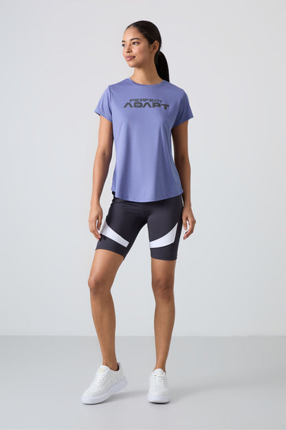 Plato Polyester Breathable Textured Thin Flexible Standard Fit Performance Women's T-Shirt - 97283