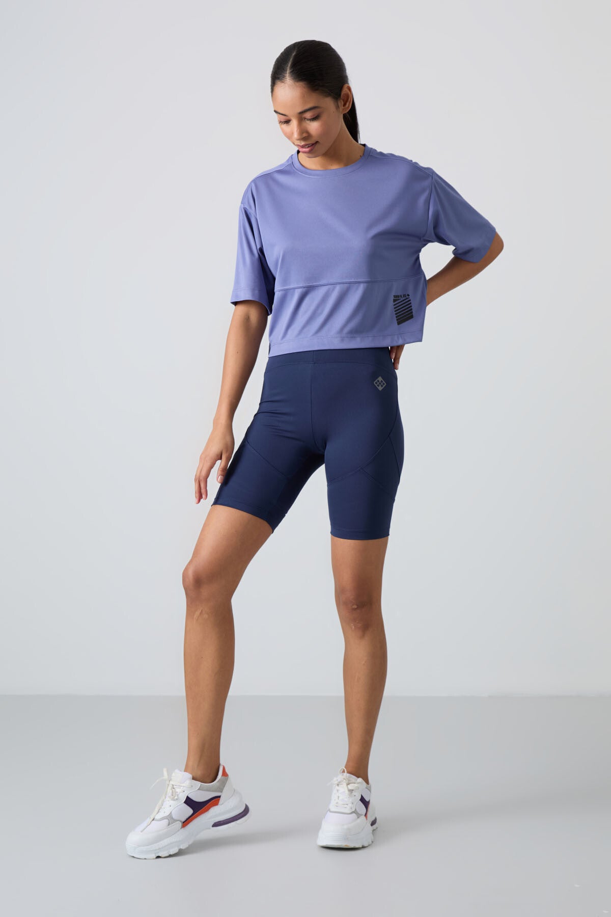 Plato Polyester Breathable Textured Thin Flexible Oversize Fit Performance Women's T-Shirt - 97284