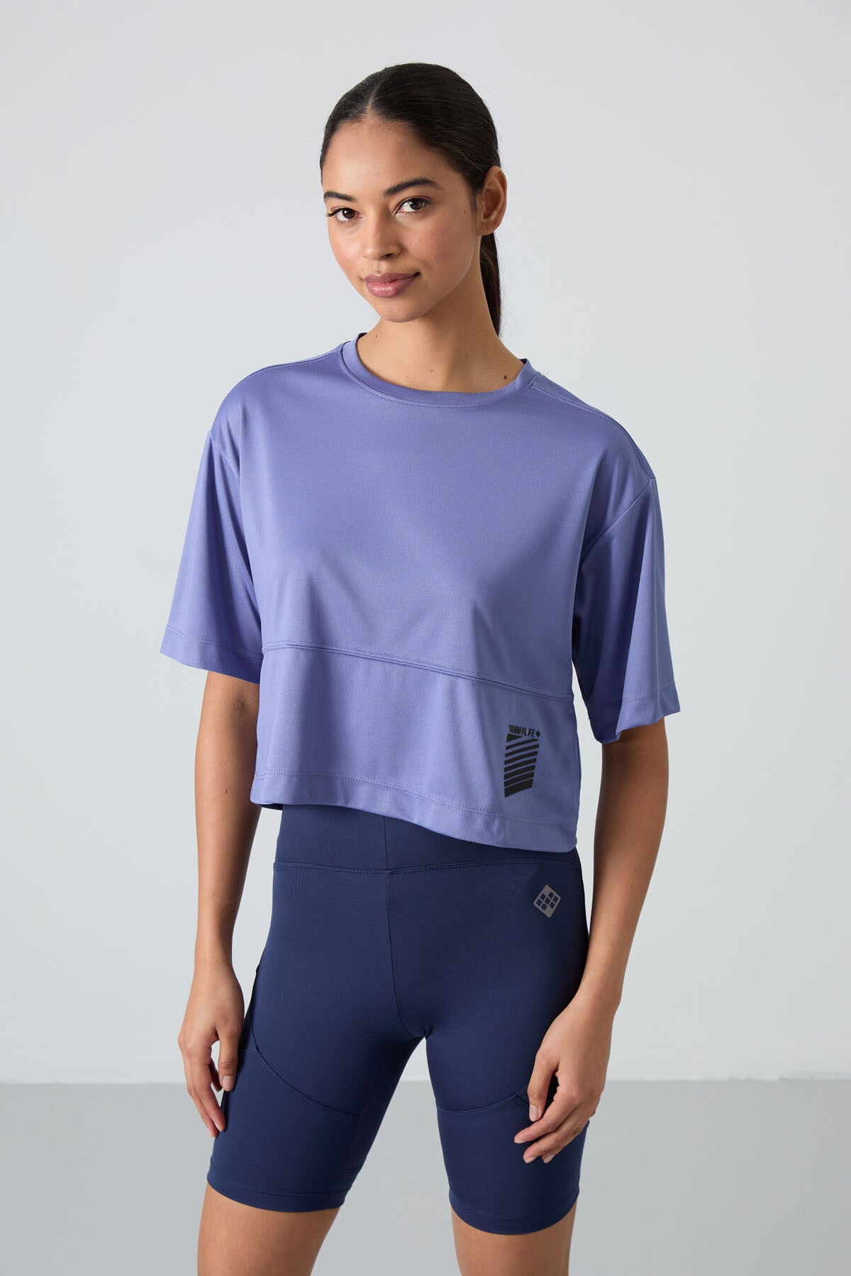 Plato Polyester Breathable Textured Thin Flexible Oversize Fit Performance Women's T-Shirt - 97284