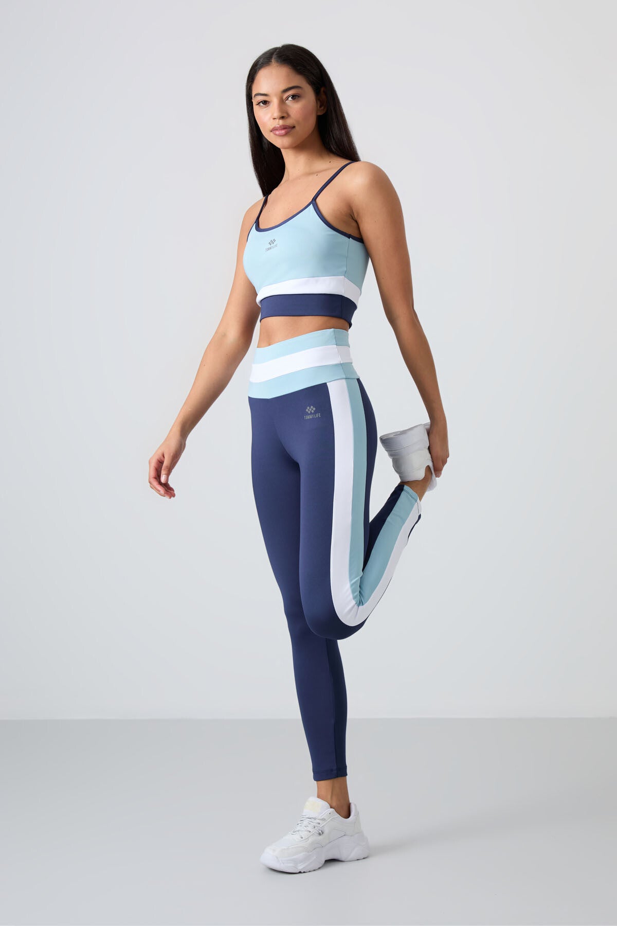 Light Blue Polyester Flexible Standard Fit Performance Women's Tights Set - 95335