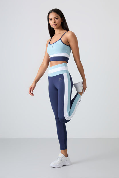 Light Blue Polyester Flexible Standard Fit Performance Women's Tights Set - 95335