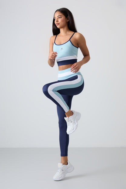 Light Blue Polyester Flexible Standard Fit Performance Women's Tights Set - 95335