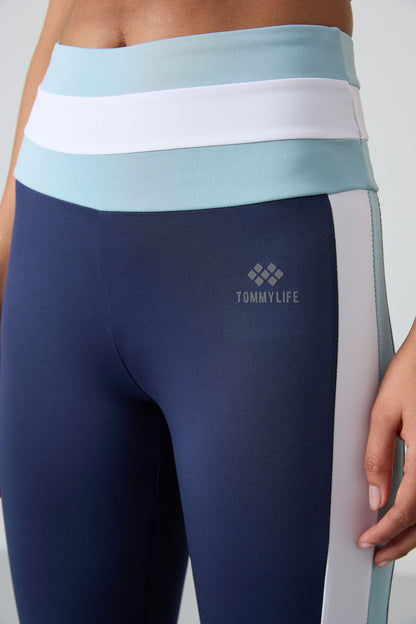Light Blue Polyester Flexible Standard Fit Performance Women's Tights Set - 95335