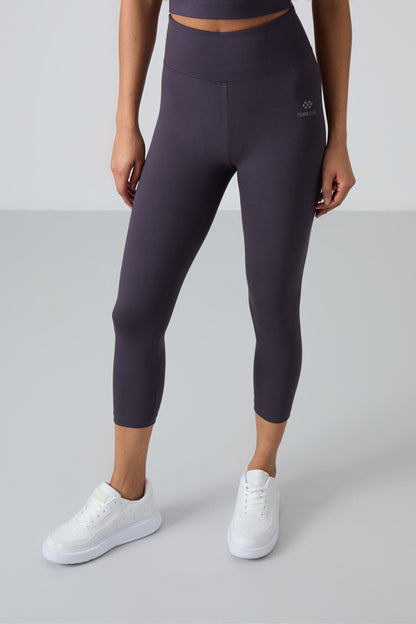 Anthracite high waist capri-crop singlet slim fit women's tights set - 95284