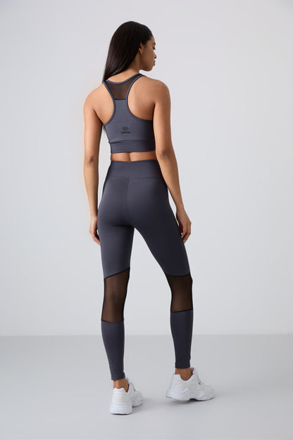 Anthracite Polyester Flexible Standard Fit Performance Women's Tights Set - 95331