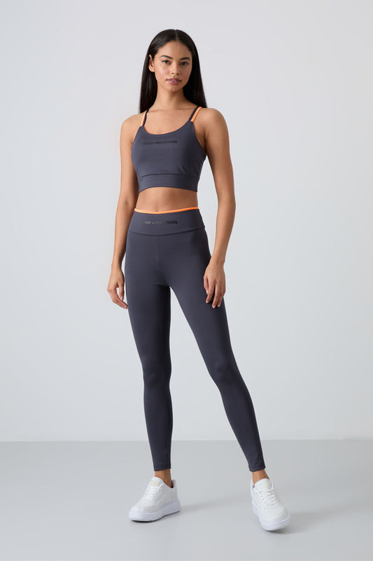 Anthracite Polyester Flexible Standard Fit Performance Women's Tights Set - 95333