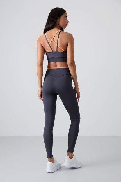 Anthracite Polyester Flexible Standard Fit Performance Women's Tights Set - 95333