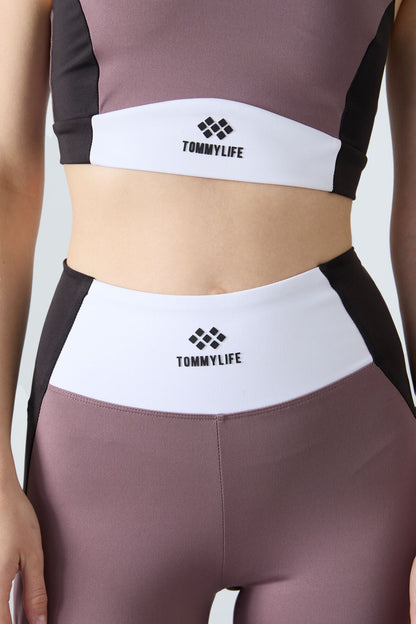 Dried Rose Polyester Flexible Standard Fit Performance Women's Tights Set - 95334