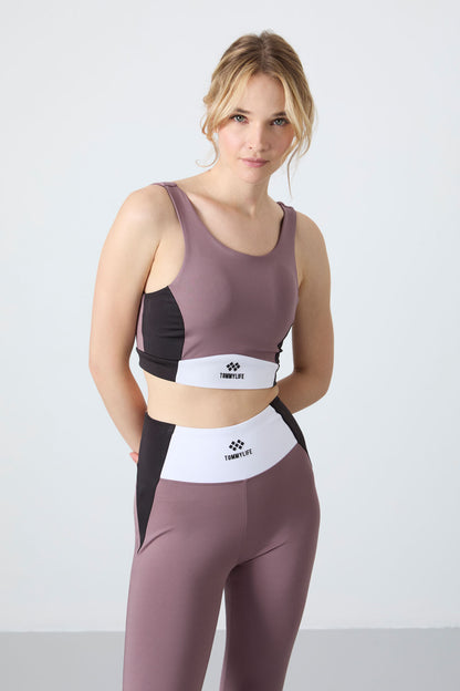 Dried Rose Polyester Flexible Standard Fit Performance Women's Tights Set - 95334