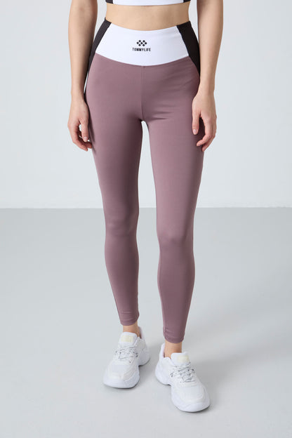 Dried Rose Polyester Flexible Standard Fit Performance Women's Tights Set - 95334
