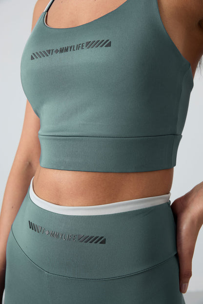 Mint Green Polyester Flexible Standard Fit Performance Women's Tights Set - 95333