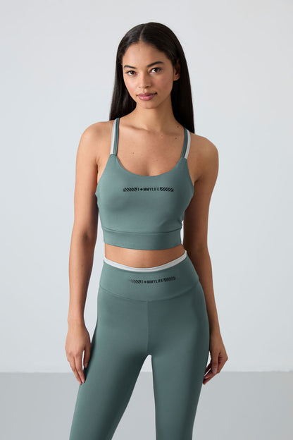 Mint Green Polyester Flexible Standard Fit Performance Women's Tights Set - 95333