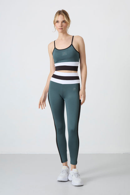 Forest Green Polyester Flexible Standard Fit Performance Women's Tights Set - 95335