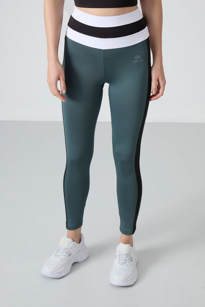 Forest Green Polyester Flexible Standard Fit Performance Women's Tights Set - 95335