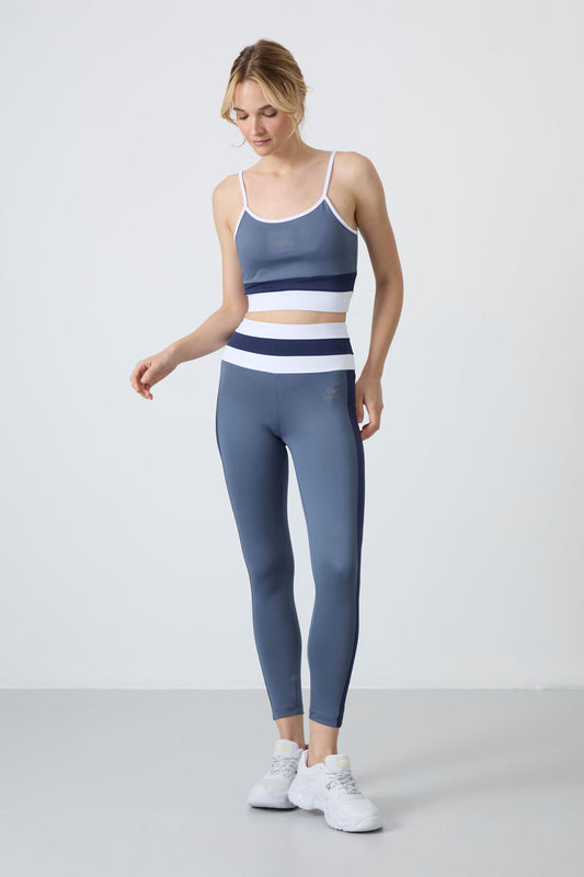 Petrol Polyester Flexible Standard Fit Performance Women's Tights Set - 95335