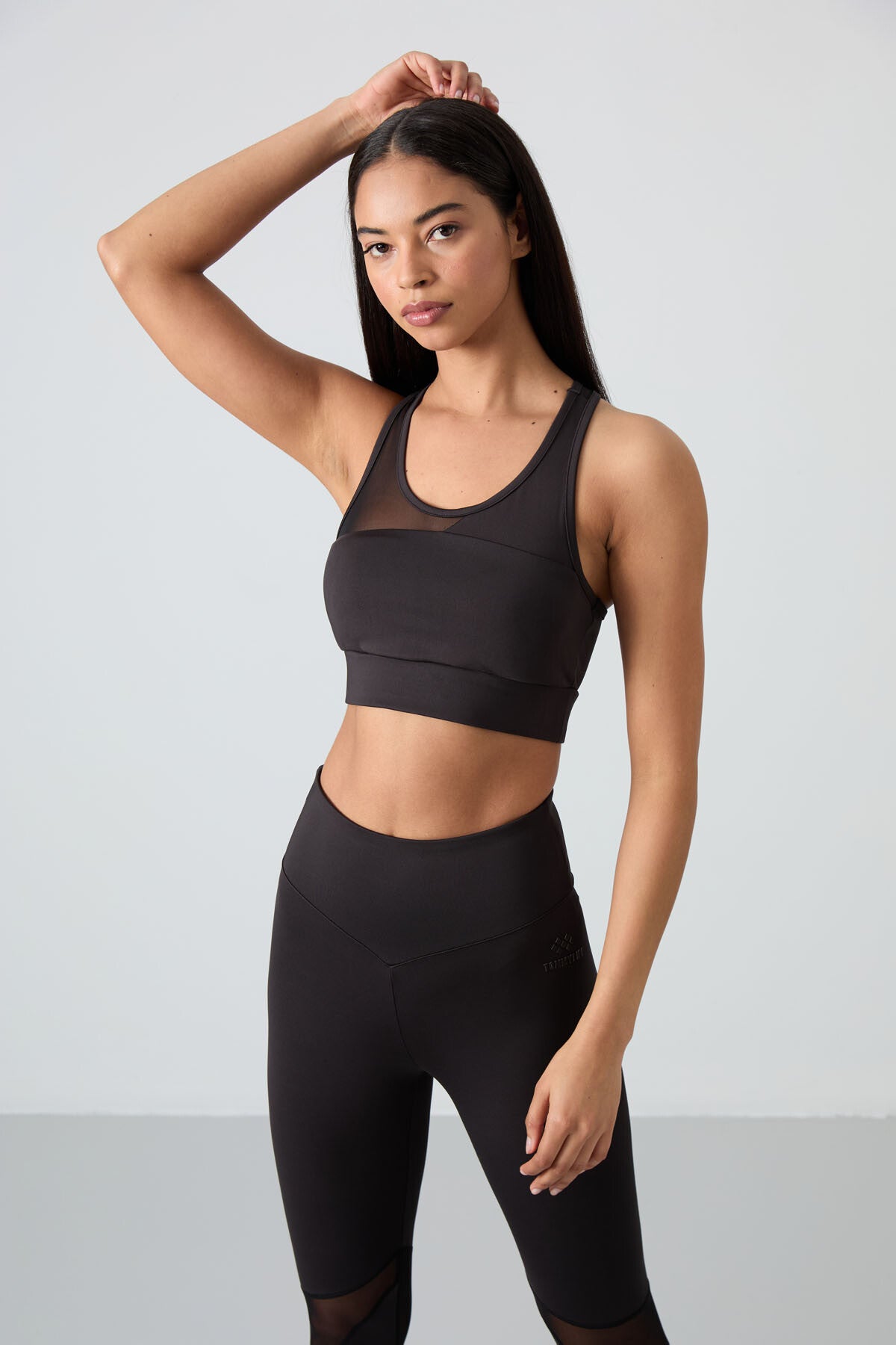 Black Polyester Flexible Standard Fit Performance Women's Tights Set - 95331