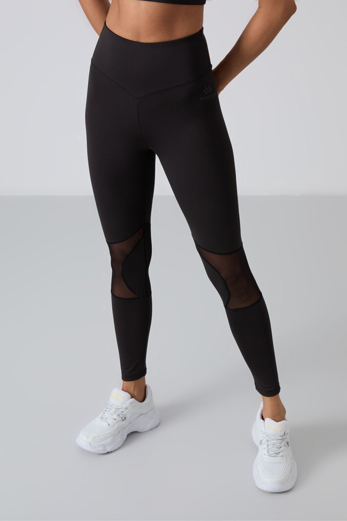 Black Polyester Flexible Standard Fit Performance Women's Tights Set - 95331