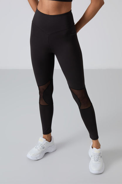 Black Polyester Flexible Standard Fit Performance Women's Tights Set - 95331