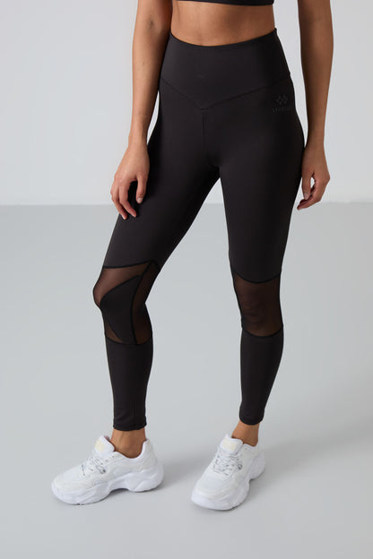 Black Polyester Flexible Standard Fit Performance Women's Tights Set - 95331