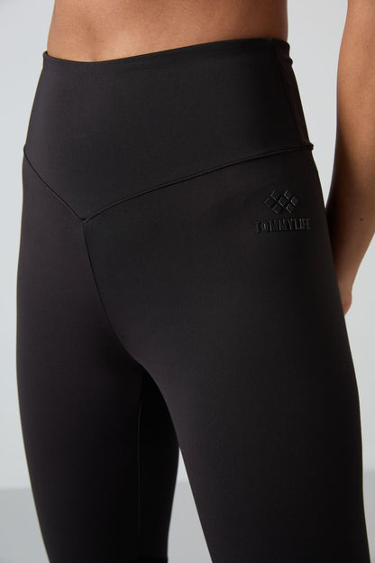 Black Polyester Flexible Standard Fit Performance Women's Tights Set - 95331