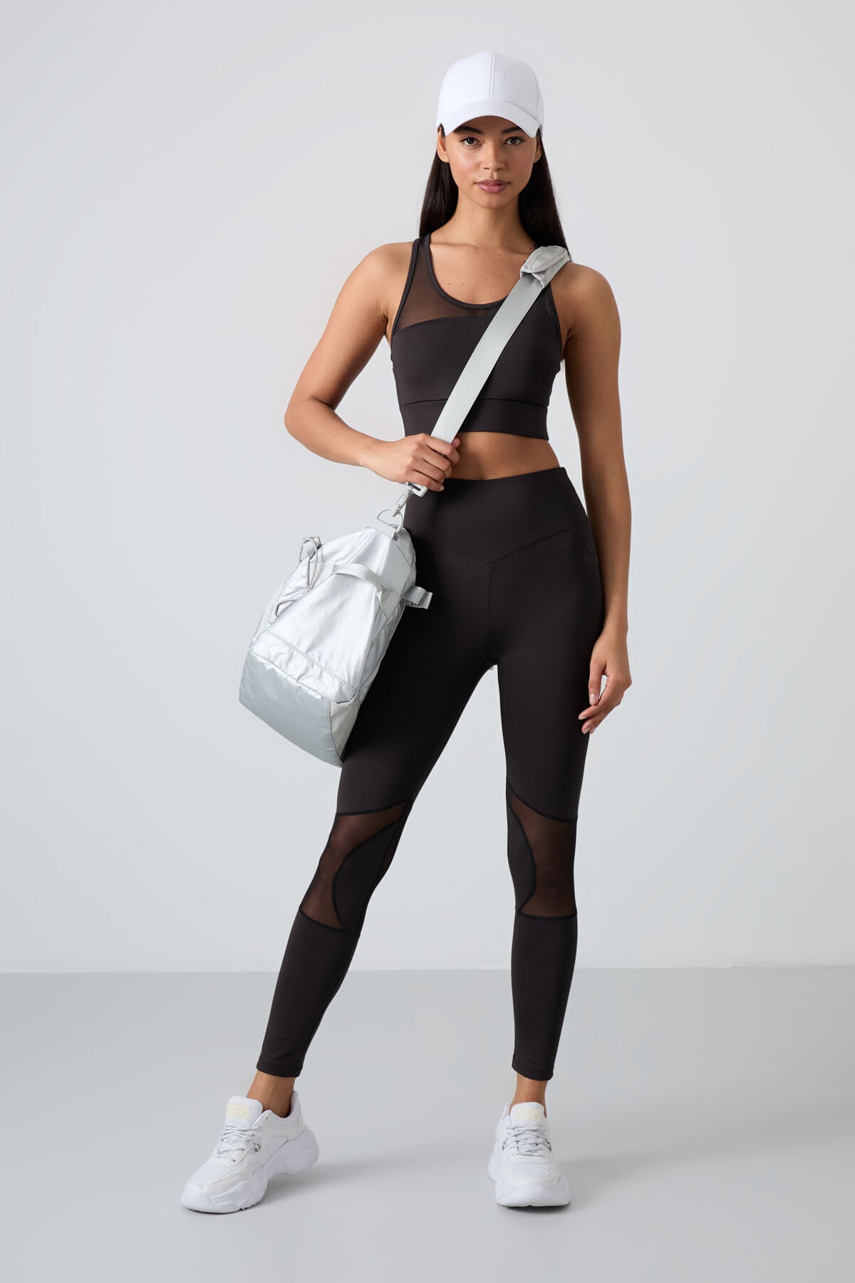 Black Polyester Flexible Standard Fit Performance Women's Tights Set - 95331