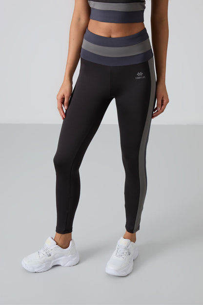 Black Polyester Flexible Standard Fit Performance Women's Tights Set - 95335