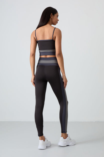Black Polyester Flexible Standard Fit Performance Women's Tights Set - 95335