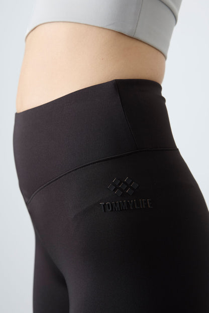 Stone - Black Polyester Flexible Standard Fit Performance Women's Tights Set - 95331