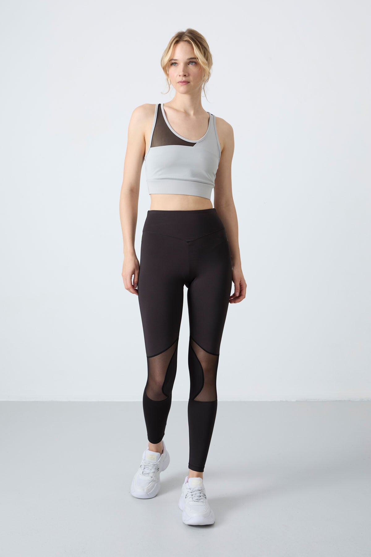 Stone - Black Polyester Flexible Standard Fit Performance Women's Tights Set - 95331