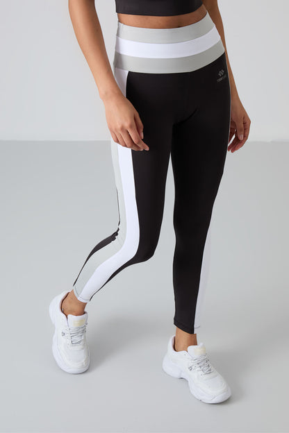 Stone - Black Polyester Flexible Standard Fit Performance Women's Tights Set - 95335
