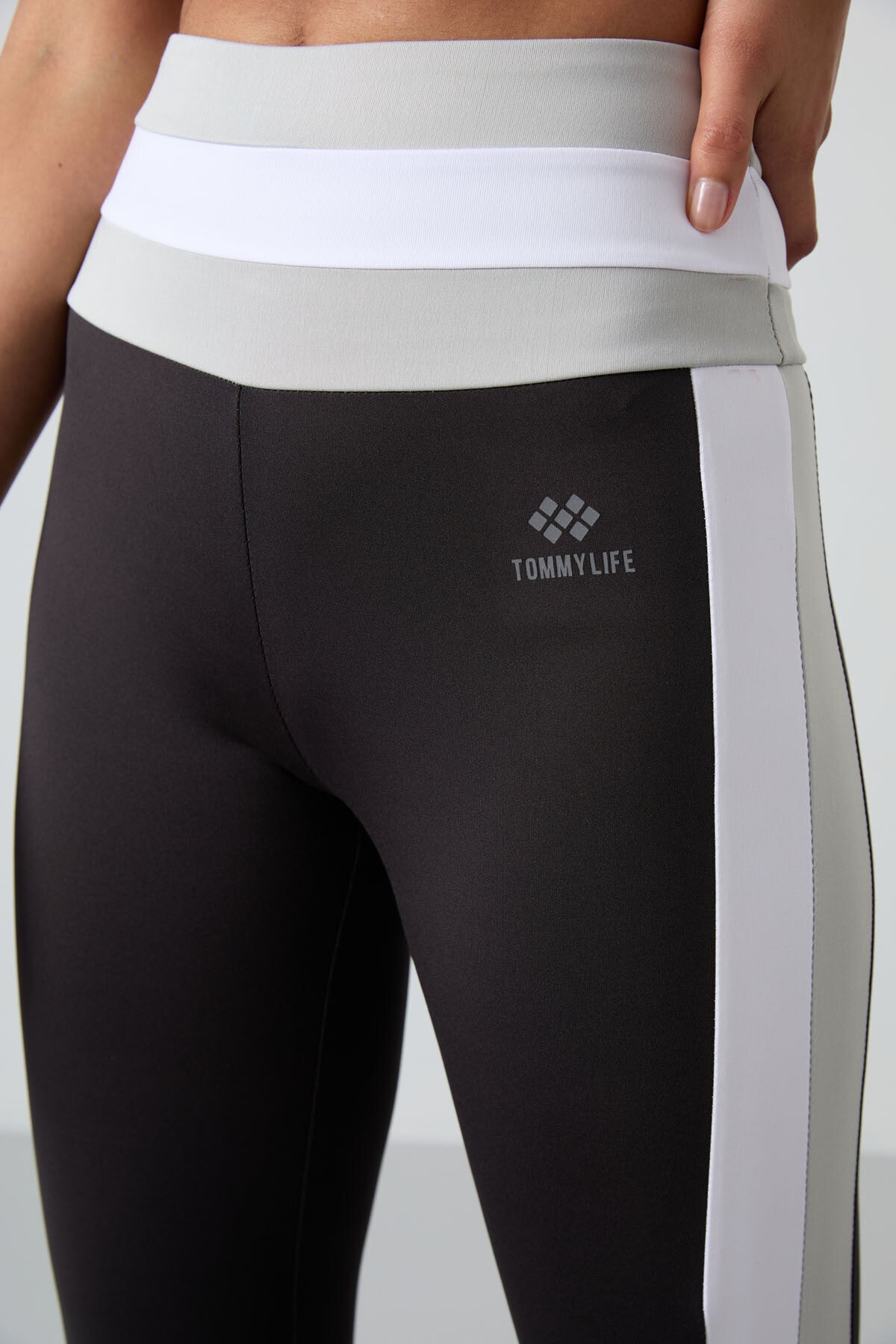 Stone - Black Polyester Flexible Standard Fit Performance Women's Tights Set - 95335